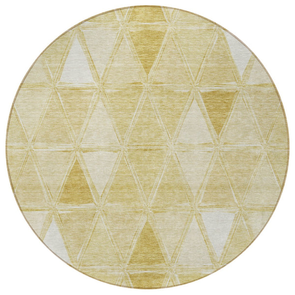 Homeroots 3' Geometric Washable Indoor Outdoor Area Rug In Green And Fern Green - Stylish & Durable Decor 8' Round Polyester 583030