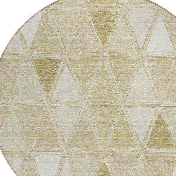 Homeroots 3' Geometric Washable Indoor Outdoor Area Rug In Green And Fern Green - Stylish & Durable Decor 8' Round Polyester 583036