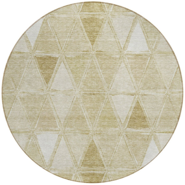 Homeroots 3' Geometric Washable Indoor Outdoor Area Rug In Green And Fern Green - Stylish & Durable Decor 8' Round Polyester 583036