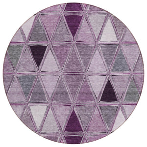 HomeRoots 5' Merlot Purple and Lavender Geometric Indoor-Outdoor Rug for Stylish, Easy-Care Spaces 8' Round 583042