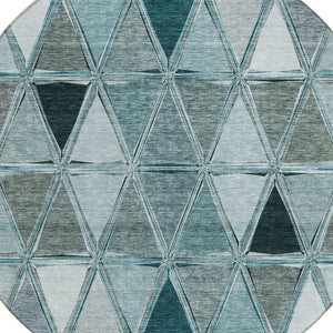 Homeroots 3' Geometric Washable Indoor Outdoor Area Rug In Green And Fern Green - Stylish & Durable Decor 8' Round Polyester 583054