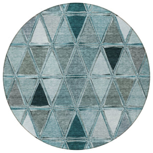 Homeroots 3' Geometric Washable Indoor Outdoor Area Rug In Green And Fern Green - Stylish & Durable Decor 8' Round Polyester 583054