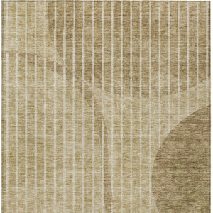 Homeroots 3' Stylish Brown Taupe And Ivory Striped Washable Area Rug For Indoor And Outdoor Spaces 3' X 5' Polyester 583058