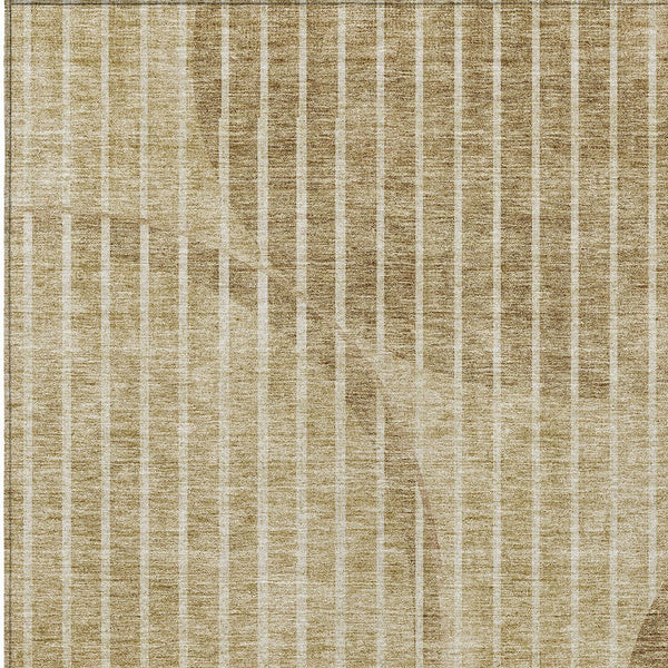 Homeroots 3' Stylish Brown Taupe And Ivory Striped Washable Area Rug For Indoor And Outdoor Spaces 3' X 5' Polyester 583058