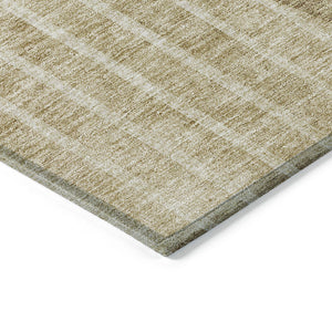 Homeroots 3' Stylish Brown Taupe And Ivory Striped Washable Area Rug For Indoor And Outdoor Spaces 5' X 8' Polyester 583059