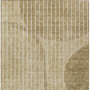 Homeroots 3' Stylish Brown Taupe And Ivory Striped Washable Area Rug For Indoor And Outdoor Spaces 8' X 10' Polyester 583061