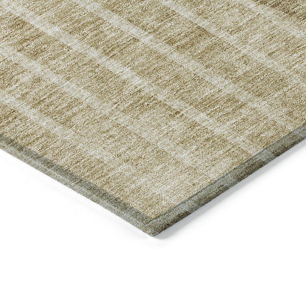 Homeroots 3' Stylish Brown Taupe And Ivory Striped Washable Area Rug For Indoor And Outdoor Spaces 9' X 12' Polyester 583062