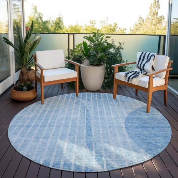 Homeroots 3' Stylish Brown Taupe And Ivory Striped Washable Area Rug For Indoor And Outdoor Spaces 8' Round Polyester 583066