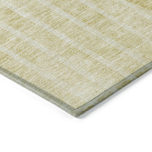 Homeroots 3' Stylish Brown Taupe And Ivory Striped Washable Area Rug For Indoor And Outdoor Spaces 3' X 5' Polyester 583070