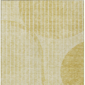 Homeroots 3' Stylish Brown Taupe And Ivory Striped Washable Area Rug For Indoor And Outdoor Spaces 5' X 8' Polyester 583071