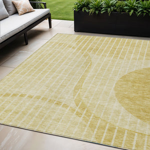 Homeroots 3' Stylish Brown Taupe And Ivory Striped Washable Area Rug For Indoor And Outdoor Spaces 5' X 8' Polyester 583071