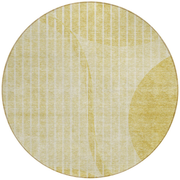 Homeroots 3' Stylish Brown Taupe And Ivory Striped Washable Area Rug For Indoor And Outdoor Spaces 8' Round Polyester 583072