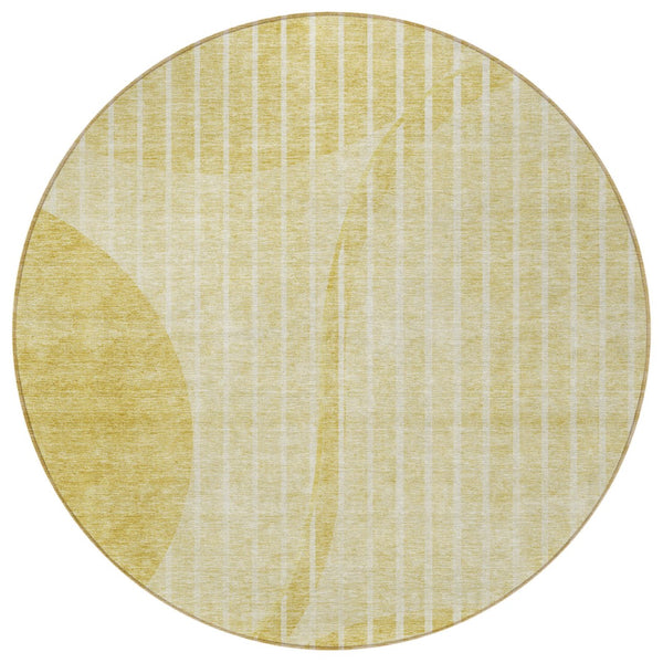 Homeroots 3' Stylish Brown Taupe And Ivory Striped Washable Area Rug For Indoor And Outdoor Spaces 8' Round Polyester 583072