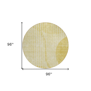 Homeroots 3' Stylish Brown Taupe And Ivory Striped Washable Area Rug For Indoor And Outdoor Spaces 8' Round Polyester 583072