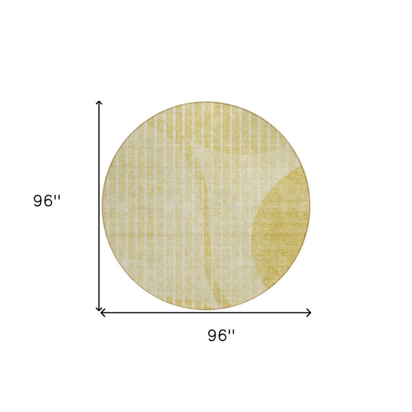 Homeroots 3' Stylish Brown Taupe And Ivory Striped Washable Area Rug For Indoor And Outdoor Spaces 8' Round Polyester 583072