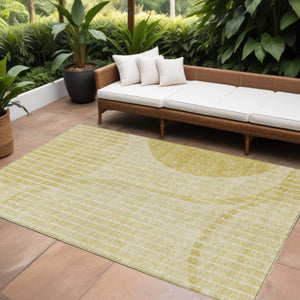 Homeroots 3' Stylish Brown Taupe And Ivory Striped Washable Area Rug For Indoor And Outdoor Spaces 10' X 14' Polyester 583075