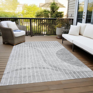 Homeroots 3' Stylish Brown Taupe And Ivory Striped Washable Area Rug For Indoor And Outdoor Spaces 3' X 5' Polyester 583076