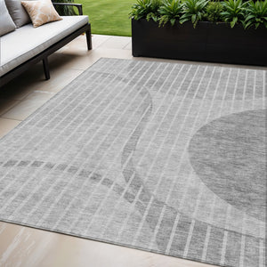 Homeroots 3' Stylish Brown Taupe And Ivory Striped Washable Area Rug For Indoor And Outdoor Spaces 5' X 8' Polyester 583077