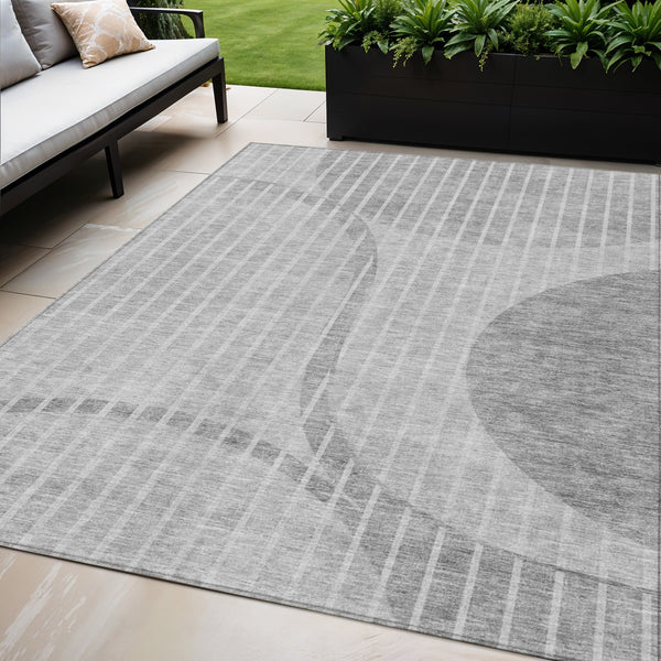 Homeroots 3' Stylish Brown Taupe And Ivory Striped Washable Area Rug For Indoor And Outdoor Spaces 5' X 8' Polyester 583077