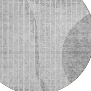 Homeroots 3' Stylish Brown Taupe And Ivory Striped Washable Area Rug For Indoor And Outdoor Spaces 8' Round Polyester 583078