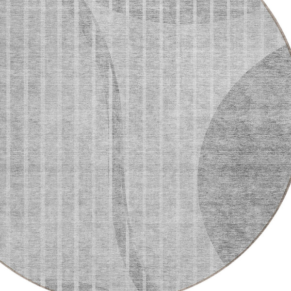 Homeroots 3' Stylish Brown Taupe And Ivory Striped Washable Area Rug For Indoor And Outdoor Spaces 8' Round Polyester 583078