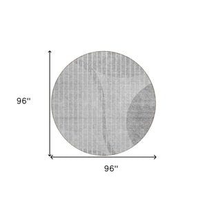 Homeroots 3' Stylish Brown Taupe And Ivory Striped Washable Area Rug For Indoor And Outdoor Spaces 8' Round Polyester 583078