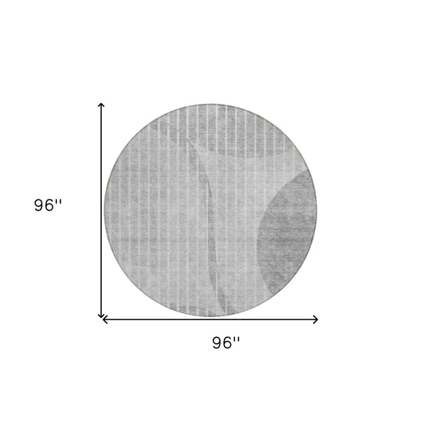 Homeroots 3' Stylish Brown Taupe And Ivory Striped Washable Area Rug For Indoor And Outdoor Spaces 8' Round Polyester 583078