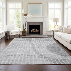 Homeroots 3' Stylish Brown Taupe And Ivory Striped Washable Area Rug For Indoor And Outdoor Spaces 8' X 10' Polyester 583079