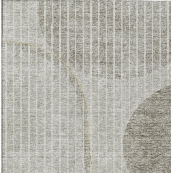 Homeroots 3' Stylish Brown Taupe And Ivory Striped Washable Area Rug For Indoor And Outdoor Spaces 5' X 8' Polyester 583083
