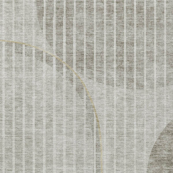 Homeroots 3' Stylish Brown Taupe And Ivory Striped Washable Area Rug For Indoor And Outdoor Spaces 5' X 8' Polyester 583083