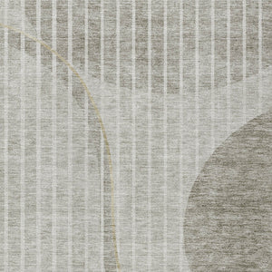 Homeroots 3' Stylish Brown Taupe And Ivory Striped Washable Area Rug For Indoor And Outdoor Spaces 8' X 10' Polyester 583085