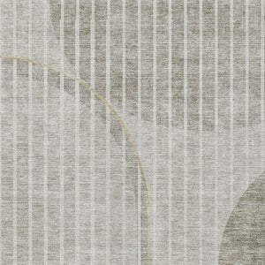 Homeroots 3' Stylish Brown Taupe And Ivory Striped Washable Area Rug For Indoor And Outdoor Spaces 9' X 12' Polyester 583086