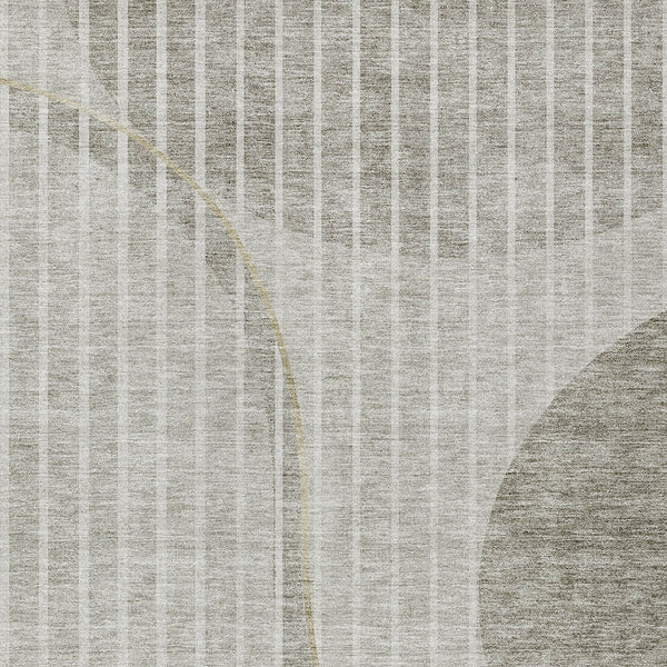 Homeroots 3' Stylish Brown Taupe And Ivory Striped Washable Area Rug For Indoor And Outdoor Spaces 10' X 14' Polyester 583087