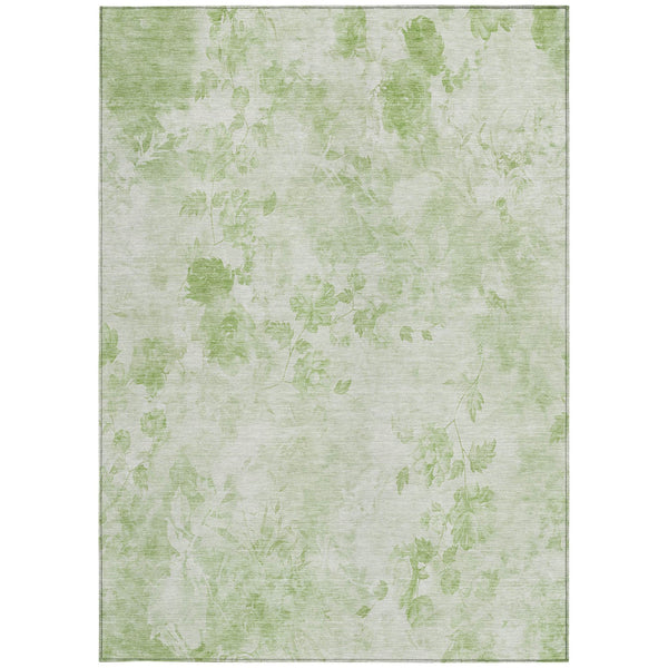 Homeroots 3' Green Floral Washable Area Rug For Indoor And Outdoor Spaces – Durable, Stylish, And Easy Care 3' X 5' Polyester 583088
