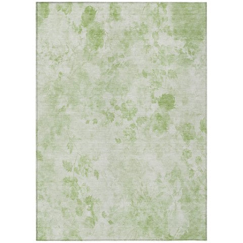 Homeroots 3' Green Floral Washable Area Rug For Indoor And Outdoor Spaces – Durable, Stylish, And Easy Care 3' X 5' Polyester 583088