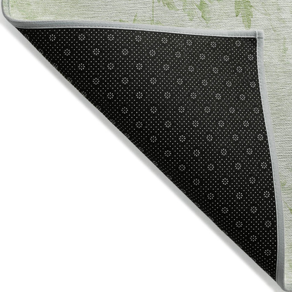 HomeRoots 5' Timeless Green and Ivory Floral Washable Area Rug for Indoor and Outdoor Elegance and Durability 5' X 8' 583089