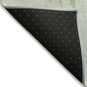HomeRoots 5' Timeless Green and Ivory Floral Washable Area Rug for Indoor and Outdoor Elegance and Durability 5' X 8' 583089