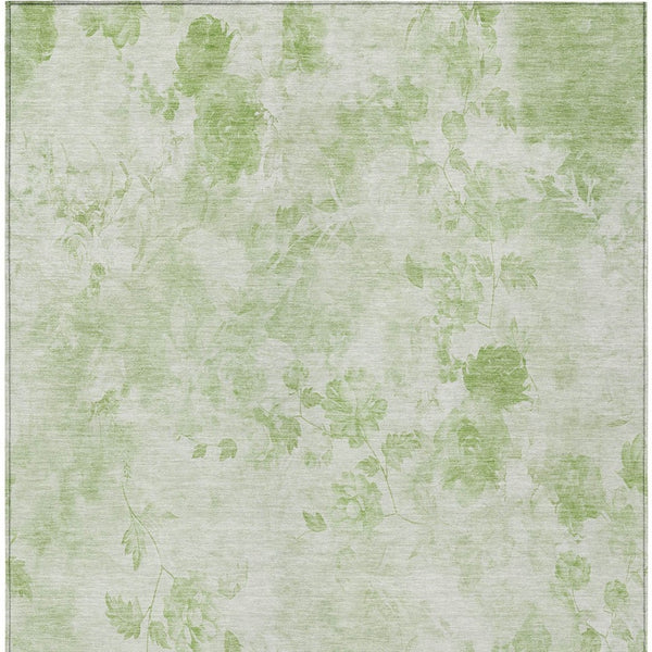 Homeroots 3' Green Floral Washable Area Rug For Indoor And Outdoor Spaces – Durable, Stylish, And Easy Care 8' X 10' Polyester 583091