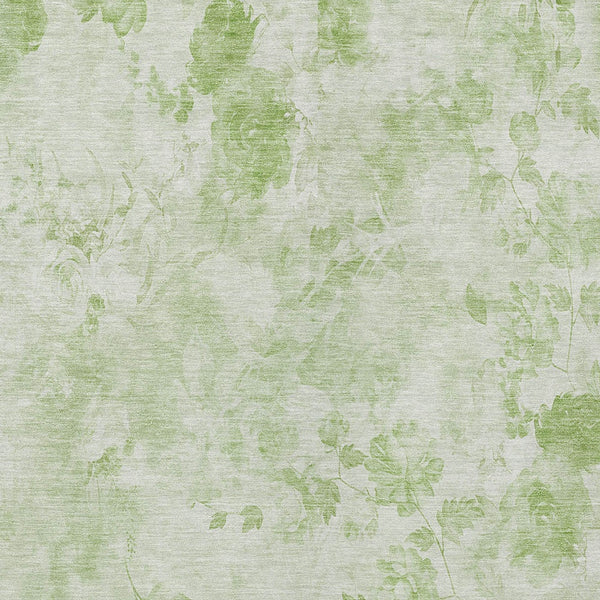 Homeroots 3' Green Floral Washable Area Rug For Indoor And Outdoor Spaces – Durable, Stylish, And Easy Care 8' X 10' Polyester 583091