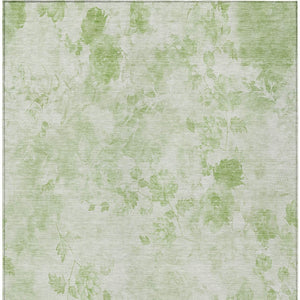 Homeroots 3' Green Floral Washable Area Rug For Indoor And Outdoor Spaces – Durable, Stylish, And Easy Care 10' X 14' Polyester 583093