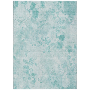 HomeRoots 5' Aqua Teal Blue & Ivory Floral Washable Area Rug – Perfect for Indoor & Outdoor Spaces! 5' X 8' 583095