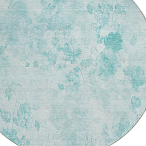 Homeroots 3' Green Floral Washable Area Rug For Indoor And Outdoor Spaces – Durable, Stylish, And Easy Care 8' Round Polyester 583096