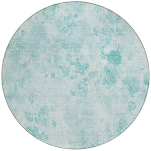 Homeroots 3' Green Floral Washable Area Rug For Indoor And Outdoor Spaces – Durable, Stylish, And Easy Care 8' Round Polyester 583096