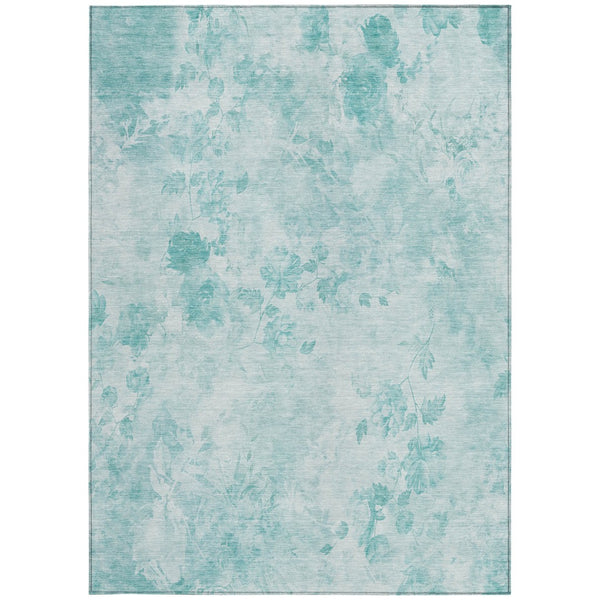 Homeroots 3' Green Floral Washable Area Rug For Indoor And Outdoor Spaces – Durable, Stylish, And Easy Care 8' X 10' Polyester 583097