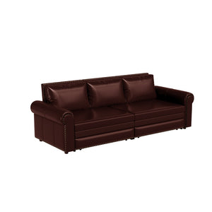 English Elm Chesterfield Velvet King Sleeper Sofa with Nailhead Trim and Rolled Arms for Living Room W1885S00102