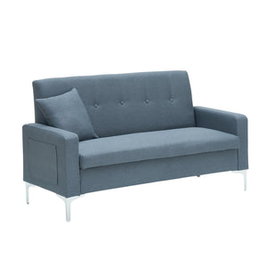 English Elm 57-inch Velvet Double Sofa with Built-In Storage, Solid Wood Frame, Silver Legs, 350lb Capacity and Modern Compact Design Gray W3356P346850
