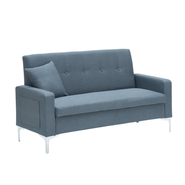 English Elm 57-inch Velvet Double Sofa with Built-In Storage, Solid Wood Frame, Silver Legs, 350lb Capacity and Modern Compact Design Gray W3356P346850