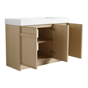 English Elm 48" Freestanding Bathroom Vanity with Thick Resin Sink, Soft-Close Doors, Adjustable Shelves, Durable Finish Oak W999S00265