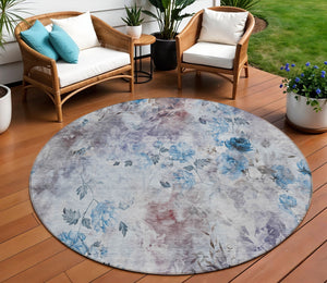 Homeroots 3' Green Floral Washable Area Rug For Indoor And Outdoor Spaces – Durable, Stylish, And Easy Care 8' Round Polyester 583102