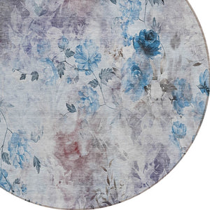 Homeroots 3' Green Floral Washable Area Rug For Indoor And Outdoor Spaces – Durable, Stylish, And Easy Care 8' Round Polyester 583102